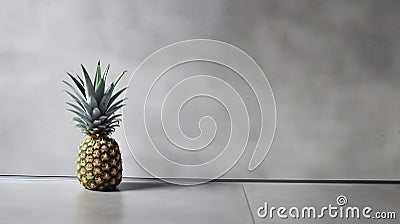 Minimalist Pineapple: Gray And Navy Colors On Polished Concrete Stock Photo