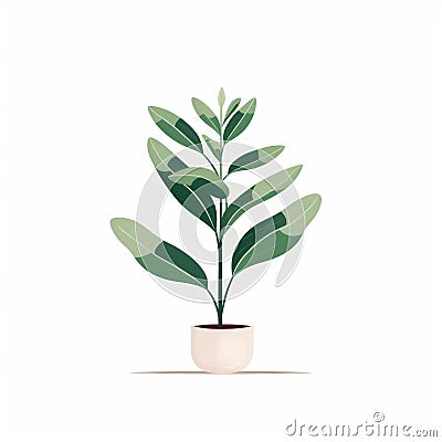 Minimalist Plant Illustration In Subtle Earthy Tones Cartoon Illustration