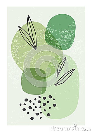 Minimalist poster with abstract organic shapes composition Vector Illustration