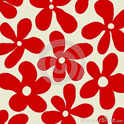 Minimalist Red Flower Power Hipster Pattern Vector Illustration