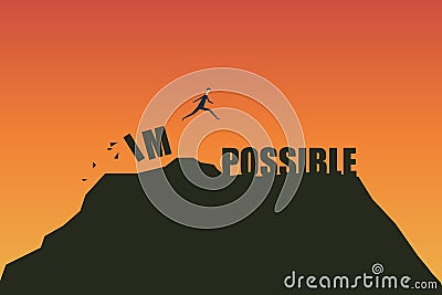 Minimalist retro style. Impossible Is Possible Concept Vector Illustration