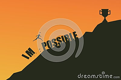 Minimalist retro style. Impossible Is Possible Concept Vector Illustration