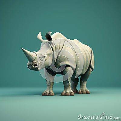 Minimalist Rhino 3d Model Inspired By Emiliano Ponzi Stock Photo