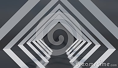 Minimalist rhombus architecture decor, abstract tunnel pattern. Stock Photo