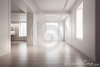 minimalist room with bright and cheery color scheme and clean lines Stock Photo