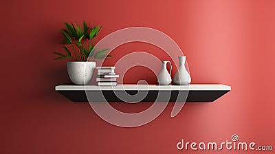 Minimalist 1980s Design Shelf With Photorealistic Renderings Stock Photo