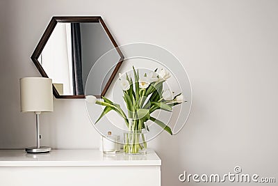 Minimalist scandinavian interior. Spring home decor Stock Photo