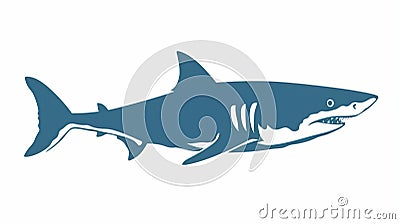 Minimalist Shark Silhouette Woodblock Print On White Background Stock Photo