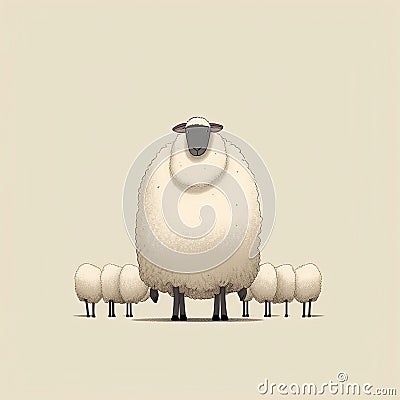 Minimalist Sheep Illustration: A Hauntingly Beautiful Masterpiece Cartoon Illustration