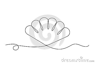 Minimalist shell outline. Elegant sea shape. Simple vector. Continuous line. Vector Illustration