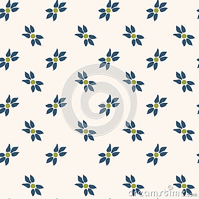 Minimalist simple flowers with leaves, pattern Vector Illustration