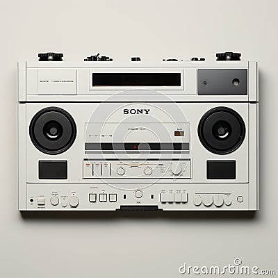 Minimalist Sony Boombox With Unique Audio Tape Wall Art Stock Photo