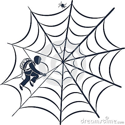 Minimalist spider web design with clean lines and geometric patterns in a modern abstract style Stock Photo