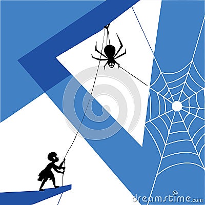 Minimalist spider web design with clean lines and geometric patterns in a modern abstract style Stock Photo