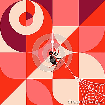 Minimalist spider web design with clean lines and geometric patterns in a modern abstract style Stock Photo