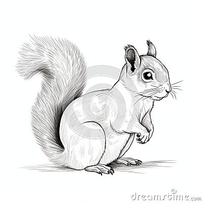 Minimalist Squirrel Sketch: Artgerm-inspired Children's Book Illustration Stock Photo