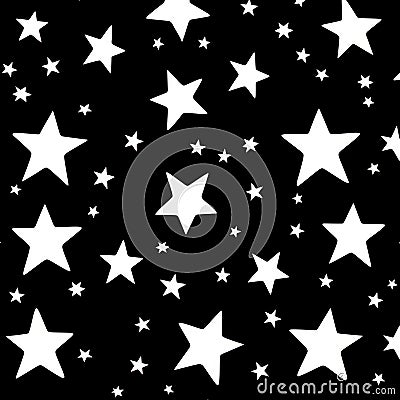 A minimalist star pattern design on a black background, creating a sparse yet charming visual. Perfect for various uses Stock Photo