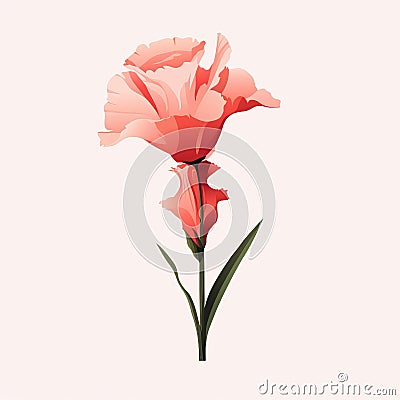 Minimalist Gladiolus Image With Rose On White Background Stock Photo