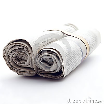 Minimalist Style: Daily Newspaper Roll in Black and White AI Generated Stock Photo