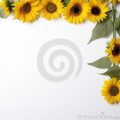 Minimalist Sunflower Frame Framed Serenity Stock Photo