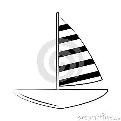 Minimalist tattoo boho sailboat marine line art icon over white background Vector Illustration