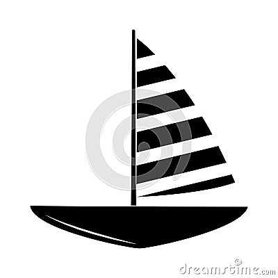 Minimalist tattoo boho sailboat marine silhouette art icon over white background Vector Illustration