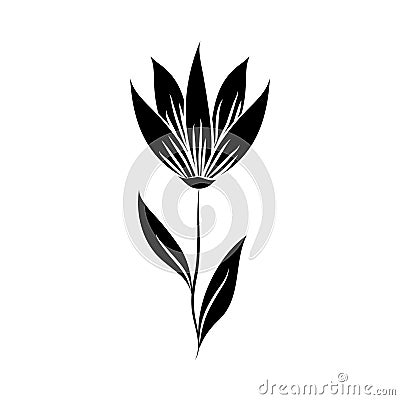 Minimalist tattoo flower herbal leaves plant silhouette art Vector Illustration