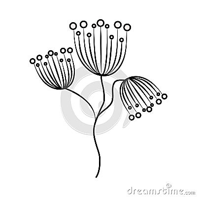 Minimalist tattoo flowers delicate floral line art Vector Illustration