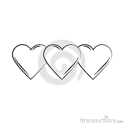 Minimalist tattoo hearts love boho line art icon over white background Vector Illustration