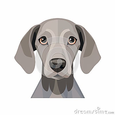 Minimalist Vector Art Of A Cute Weimaraner Dog With Expressive Eyes Stock Photo