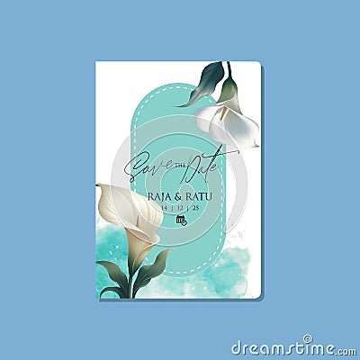 editable vector calla lily floral wedding invitation template Minimalist Vector Illustration