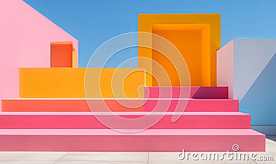 Minimalist vivid colour outdoor stairs. Abstract steps background Stock Photo