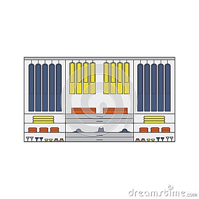 Minimalist wardrobe in high tech style. Cartoon Illustration