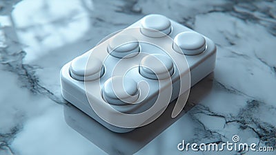 Minimalist White Block Object on Marble Surface Generative AI Stock Photo