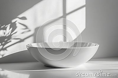 A minimalist white ceramic sink on a light background Stock Photo