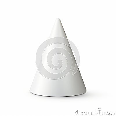 Minimalist White Cone On Glossy Background - Symmetrical Asymmetry Stock Photo