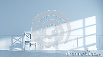 Minimalist white room with chair Stock Photo