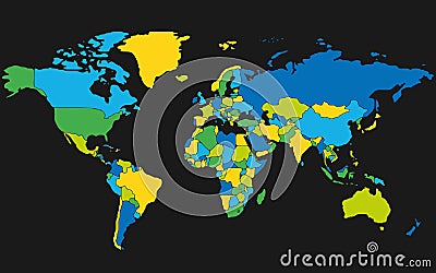Minimalist world map with rounded borders Vector Illustration