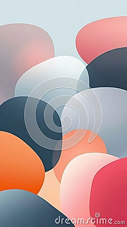 Minimalistic Abstract Transparency Morphism with Nice Muted Colors, Dark Theme Background, Captivating Mobile Cartoon Illustration