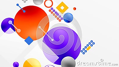 Minimalistic abstract vector design, layered geometric shapes circles, squares, and triangles with soft pastel gradients Vector Illustration