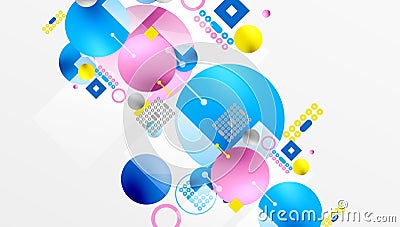 Minimalistic abstract vector design, layered geometric shapes circles, squares, Vector Illustration