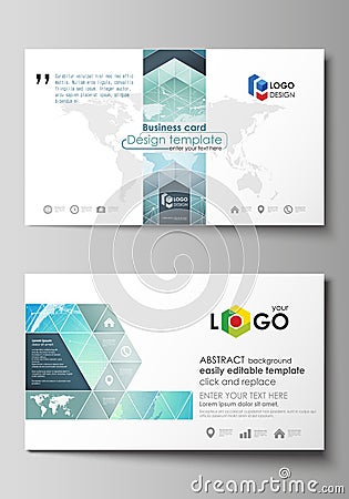 The minimalistic abstract vector illustration of the editable layout of two creative business cards design templates Vector Illustration
