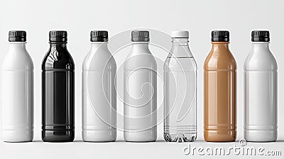 Minimalistic Beverage Bottles Display Generative AI Stock Photo