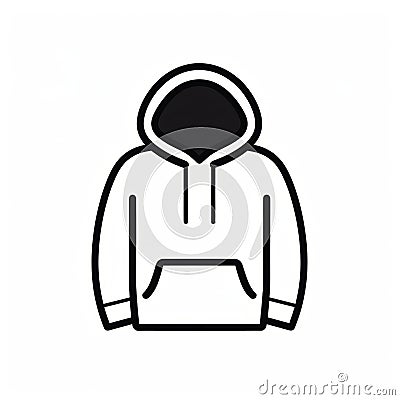 Minimalistic Black Hoodie Icon On White Background Stock Photo