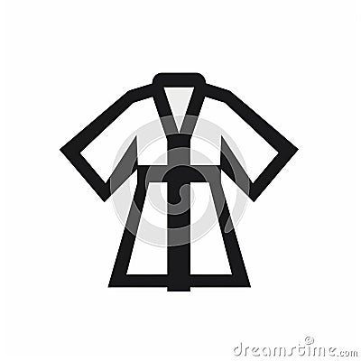 Minimalistic Black Robe Icon - Oriental Kimono Design Cartoon Illustration