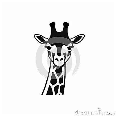 Minimalistic Black And White Giraffe Logo With Expressive Facial Expression Stock Photo