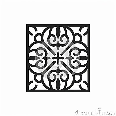 Minimalistic Black And White Logo Template With Ornamental Pattern Stock Photo