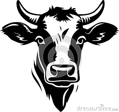 Cow - black and white vector illustration Vector Illustration