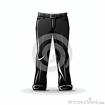 Minimalistic Black Work Pants Icon On White Background Cartoon Illustration