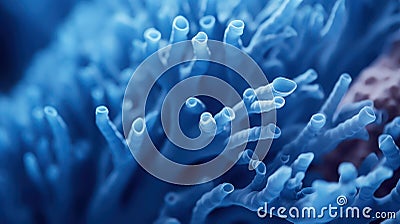 Minimalistic Blue Coral Closeup AI Generated Cartoon Illustration